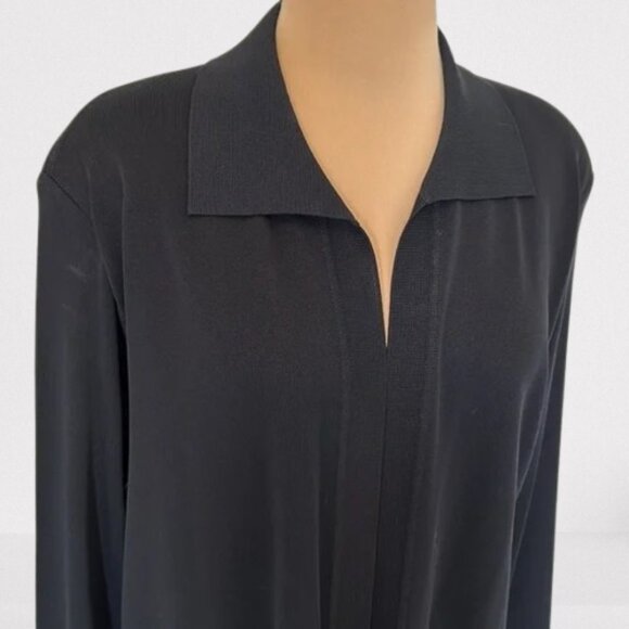 Exclusively Misook Black Open Front Cardigan Side Slit SIze 1X - Picture 3 of 7